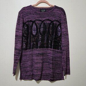 Vintage 90's 100% Silk Deadstock Purple Art To Wear Sweater Oversized Size XS